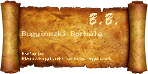 Bugyinszki Borbála névjegykártya